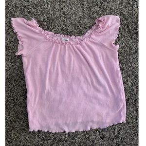 Garage brand pink ribbed tee